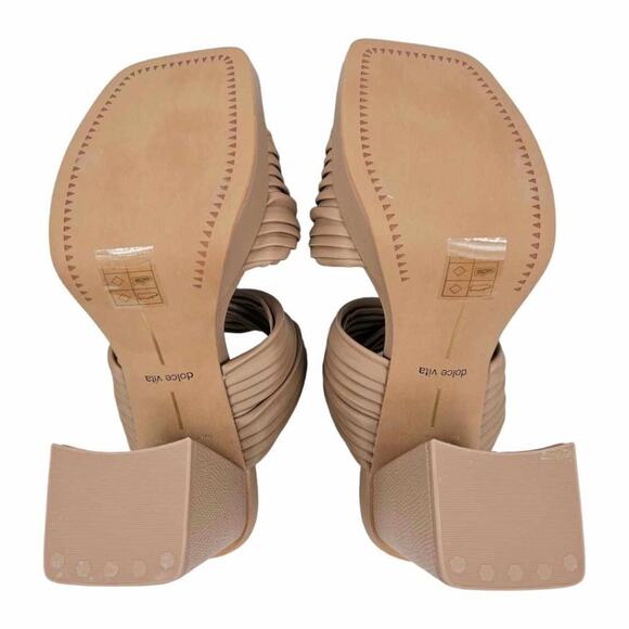 NEW Dolce Vita Chunky Block Heel Platform Slide Sandals Neutral Beige Size 7 - Picture 4 of 11